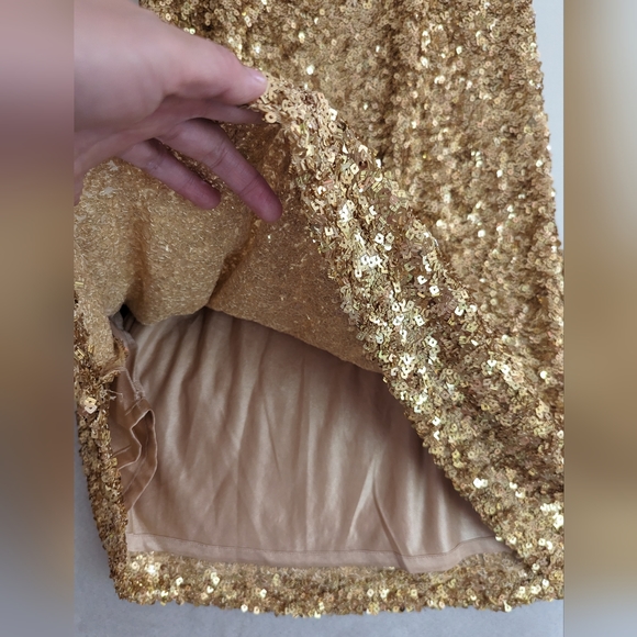 ZARA $119 LIMITED EDITION GOLD SEQUIN SLIP DRESS S,M,L NWT - Picture 7 of 11